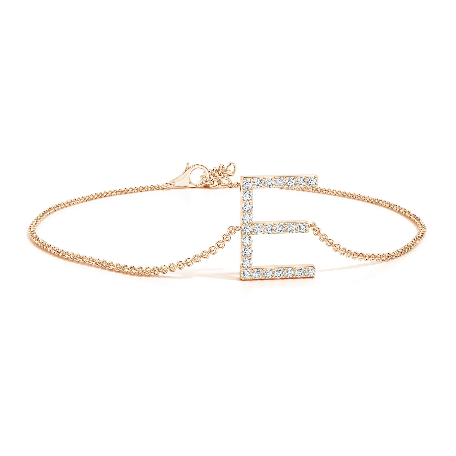 1.2 MM Prong-Set Diamond Capital "G" Initial Bracelet in 18K Rose Gold - Image 7