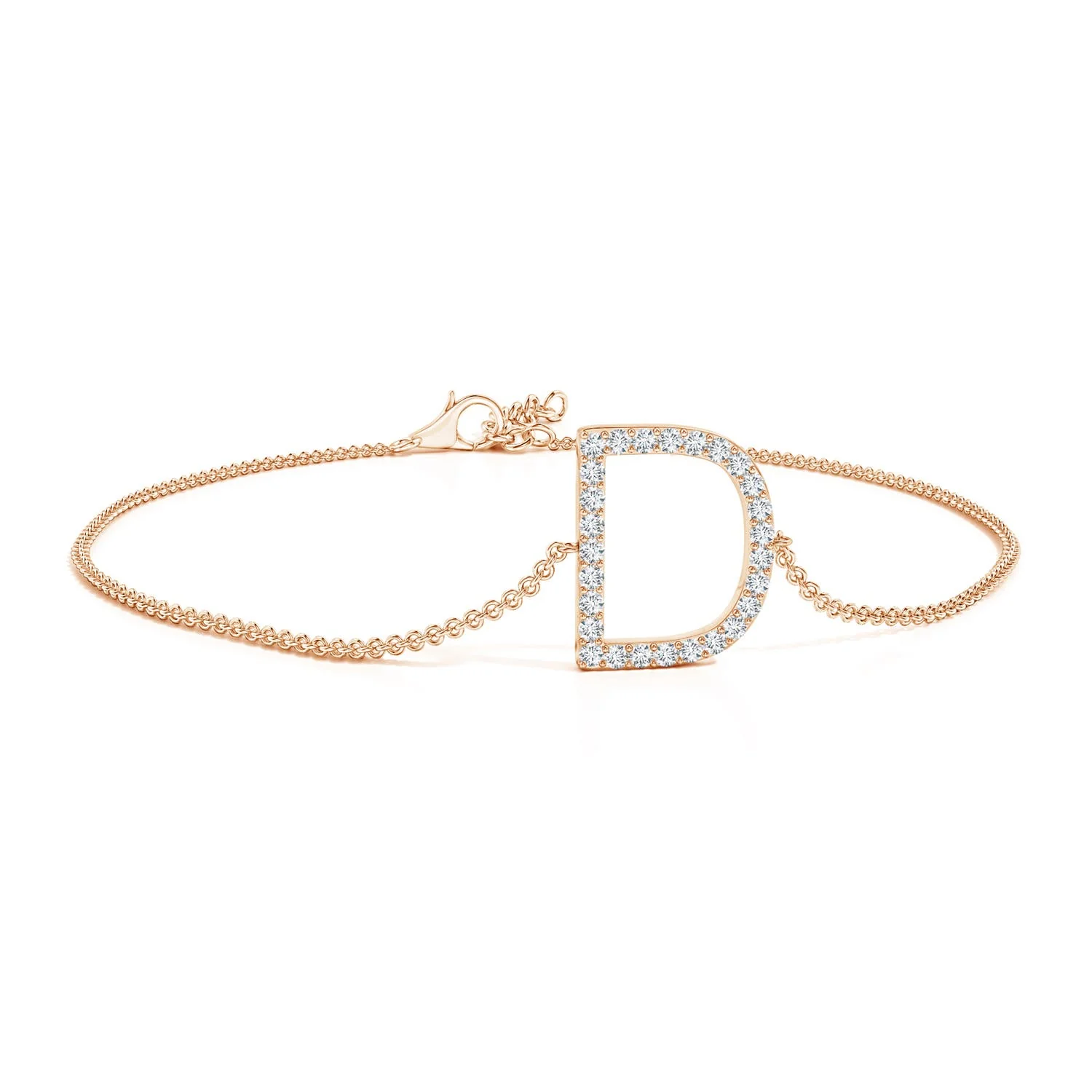 1.2 MM Prong-Set Diamond Capital "K" Initial Bracelet in 18K White Gold - Image 6