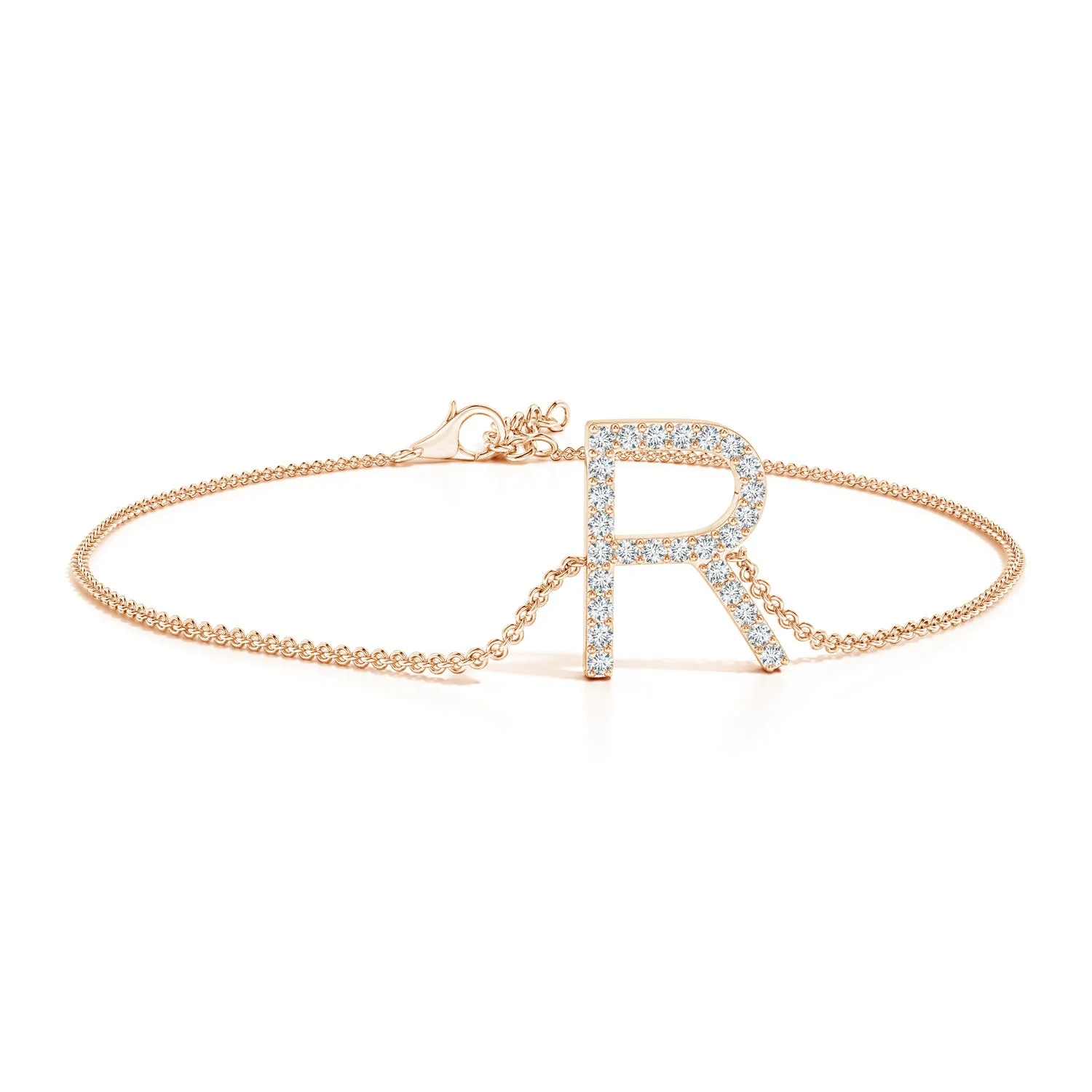 1.2 MM Prong-Set Diamond Capital "L" Initial Bracelet in 18K White Gold - Image 2
