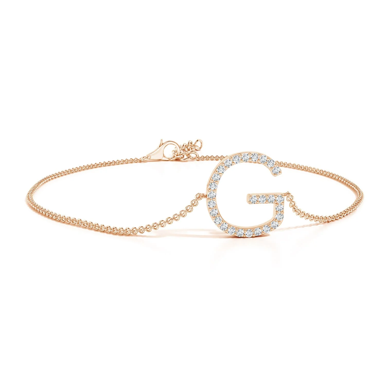 0.28 CTW Prong-Set Diamond Capital "W" Initial Bracelet in 18K Yellow Gold - Image 9