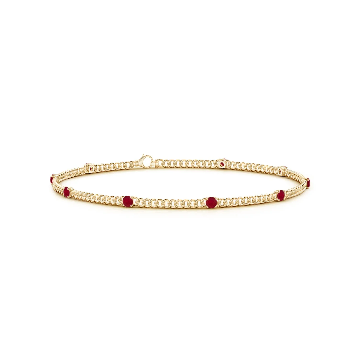 1.8 CTW Nature Inspired Round Ruby Tree Branch Bracelet in 14K Yellow Gold - Image 4