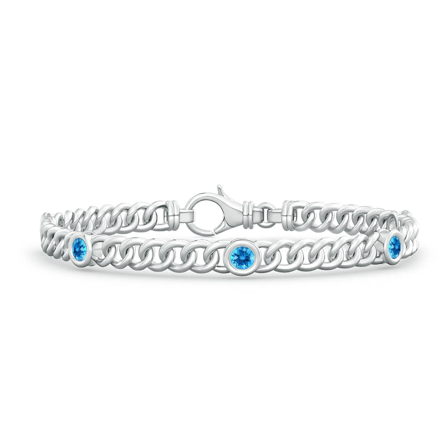 0.42 CTW Nature Inspired Round Swiss Blue Topaz Tree Branch Bracelet in Platinum - Image 5