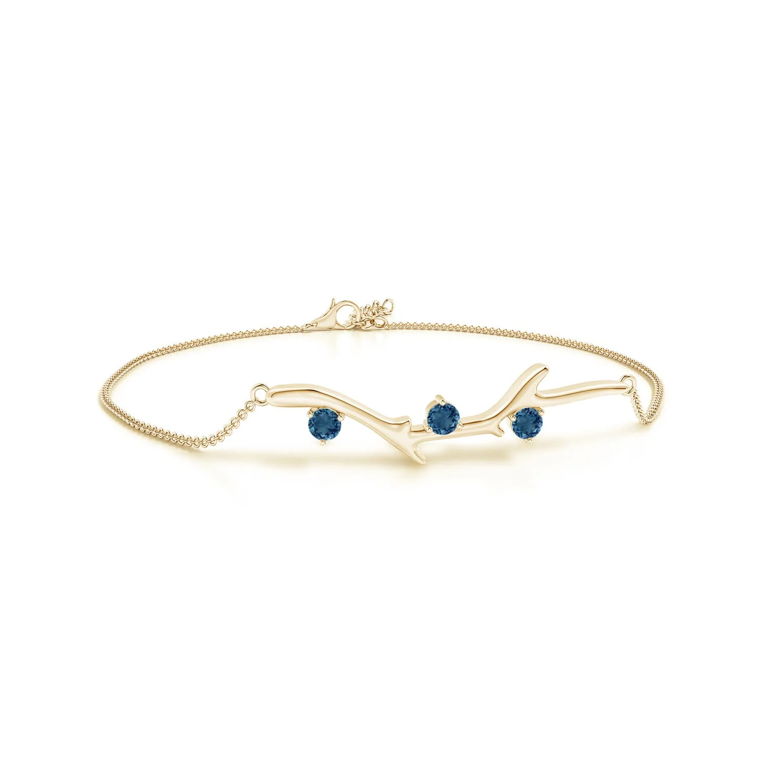 0.42 CTW Nature Inspired Round Swiss Blue Topaz Tree Branch Bracelet in Platinum - Image 7