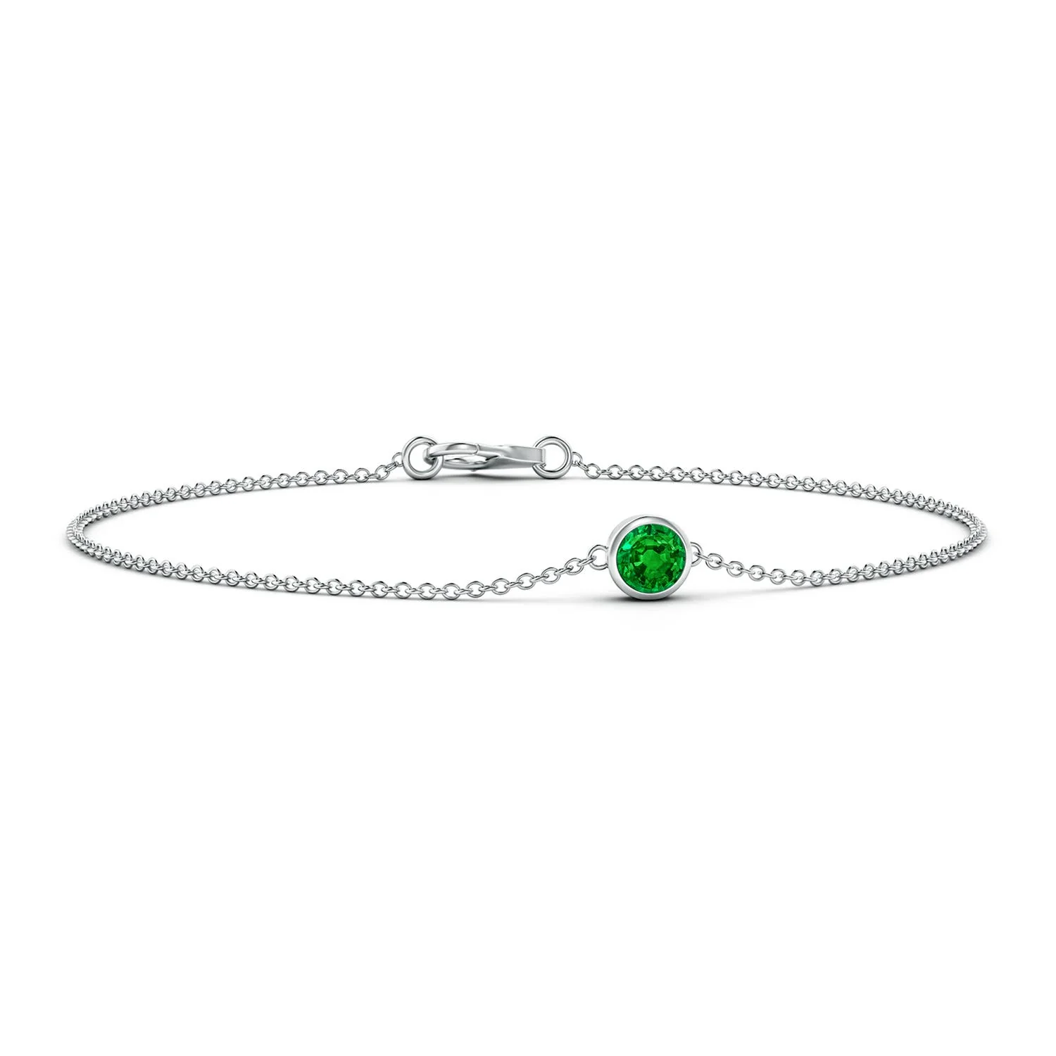 0.33 CTW Bezel-Set Round Garnet Chain Bracelet in 14K White Gold - Image 10