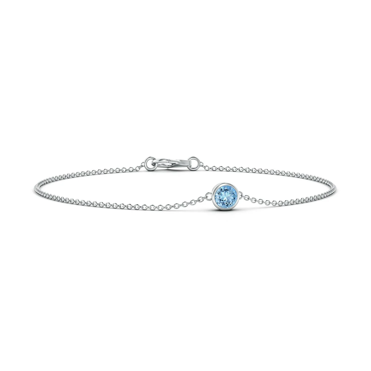 0.33 CTW Bezel-Set Round Garnet Chain Bracelet in 14K White Gold - Image 8