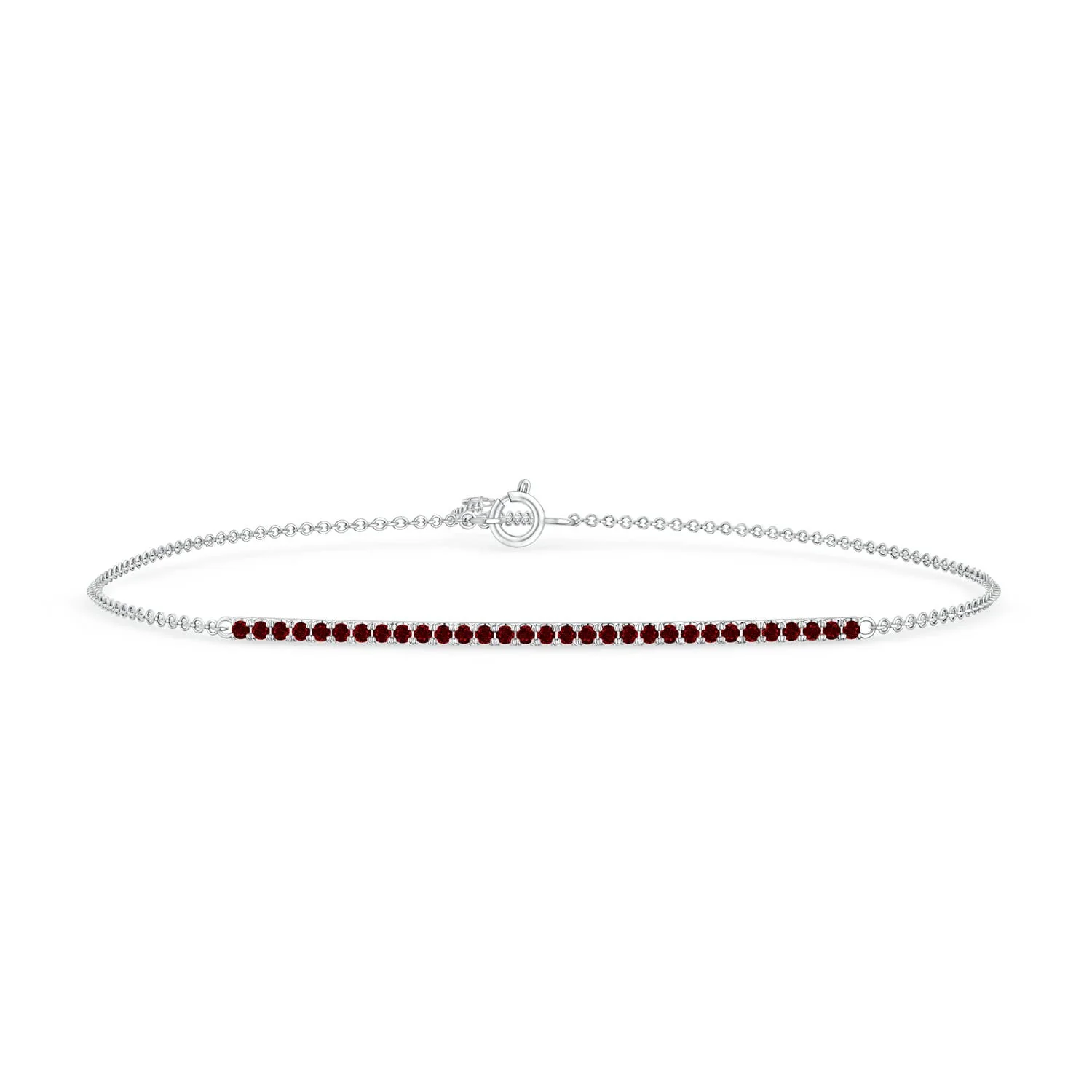 0.34 CTW Bezel-Set Round Ruby Chain Bracelet in 14K White Gold - Image 2