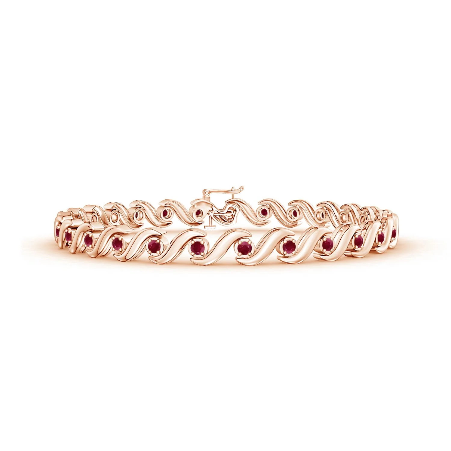 0.34 CTW Bezel-Set Round Ruby Chain Bracelet in 14K White Gold - Image 3