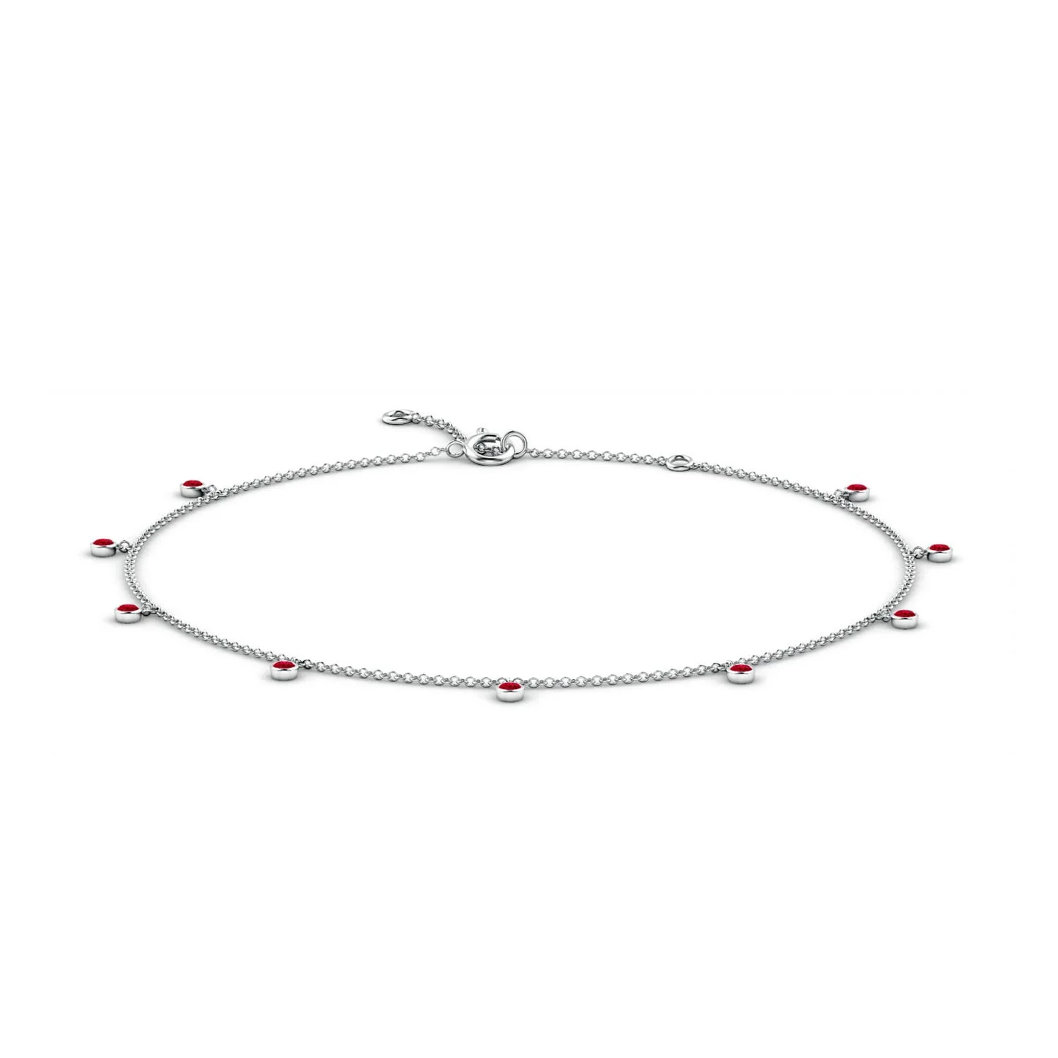 0.34 CTW Bezel-Set Round Ruby Chain Bracelet in 14K White Gold - Image 7