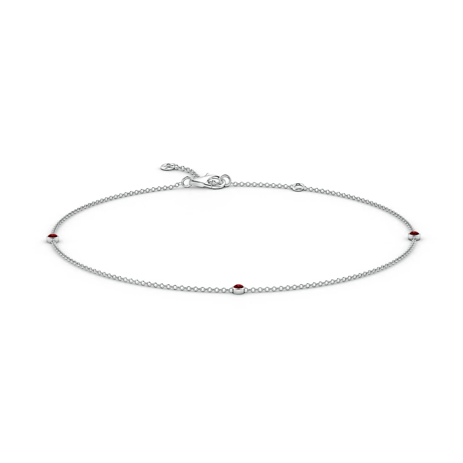 0.34 CTW Bezel-Set Round Ruby Chain Bracelet in 14K White Gold - Image 8