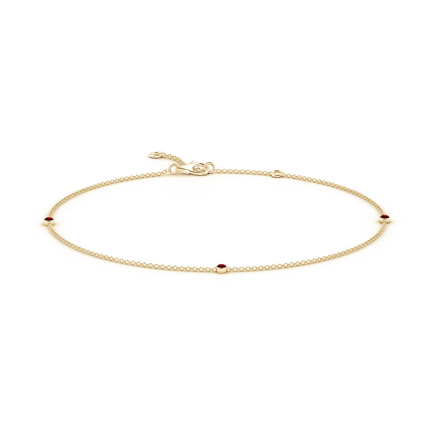 0.34 CTW Bezel-Set Round Ruby Chain Bracelet in 14K White Gold - Image 9