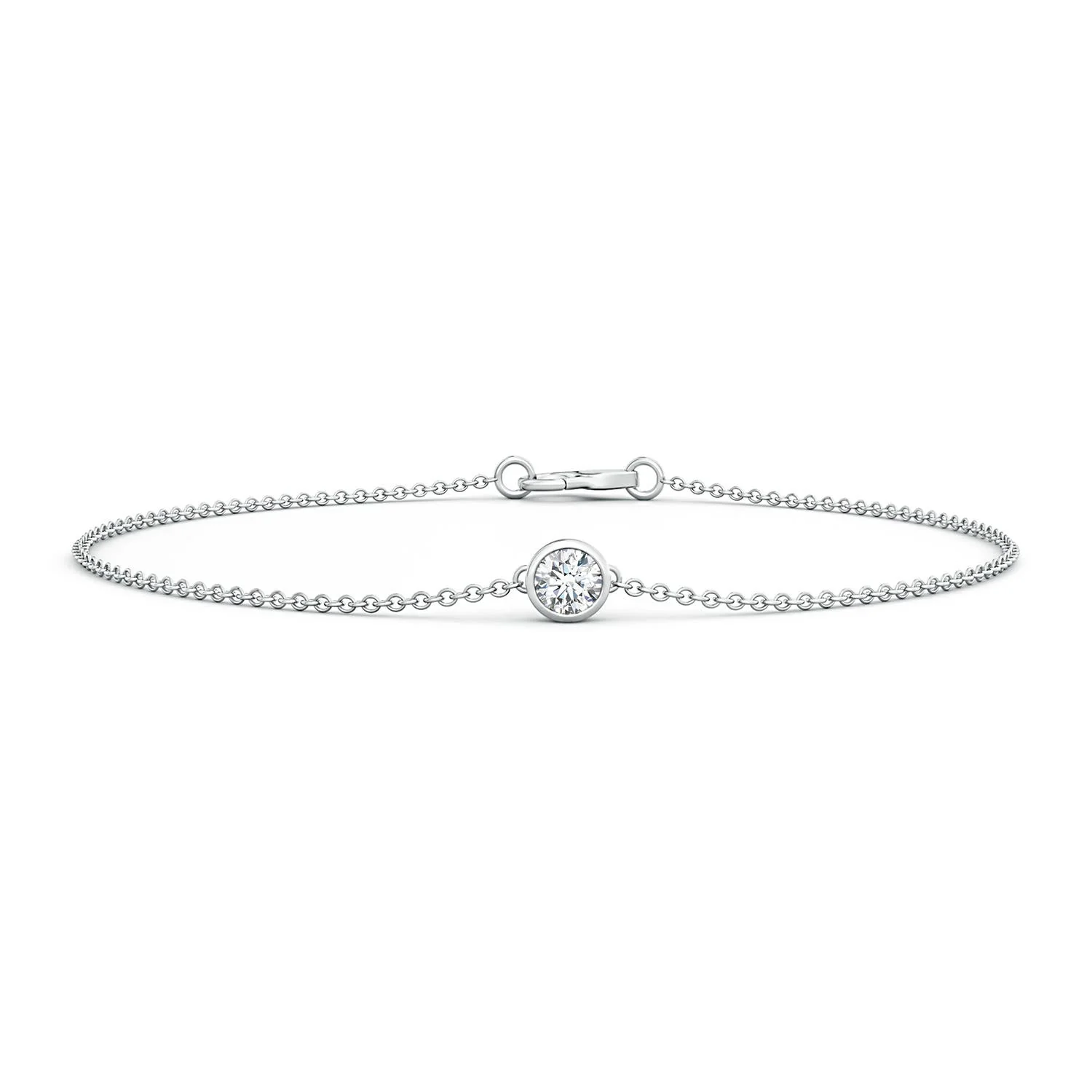 0.33 CTW Bezel-Set Round Blue Sapphire Chain Bracelet in 14K White Gold - Image 10