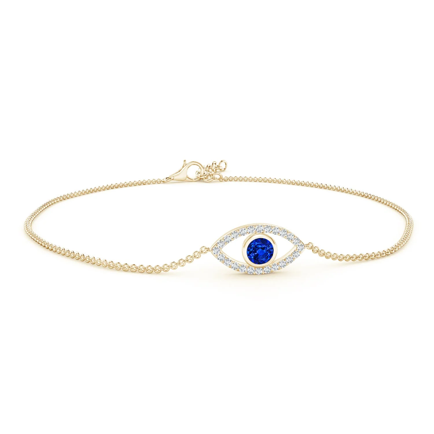 0.28 CTW Bezel-Set Coffee Diamond Evil Eye Bracelet With Accents in 14K Rose Gold - Image 9