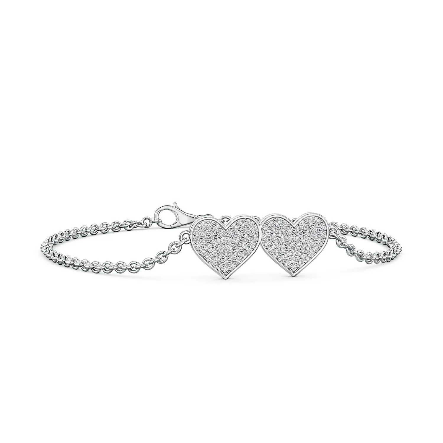 1.0 CTW Floral Diamond Cluster Chain Bracelet in 14K White Gold - Image 2