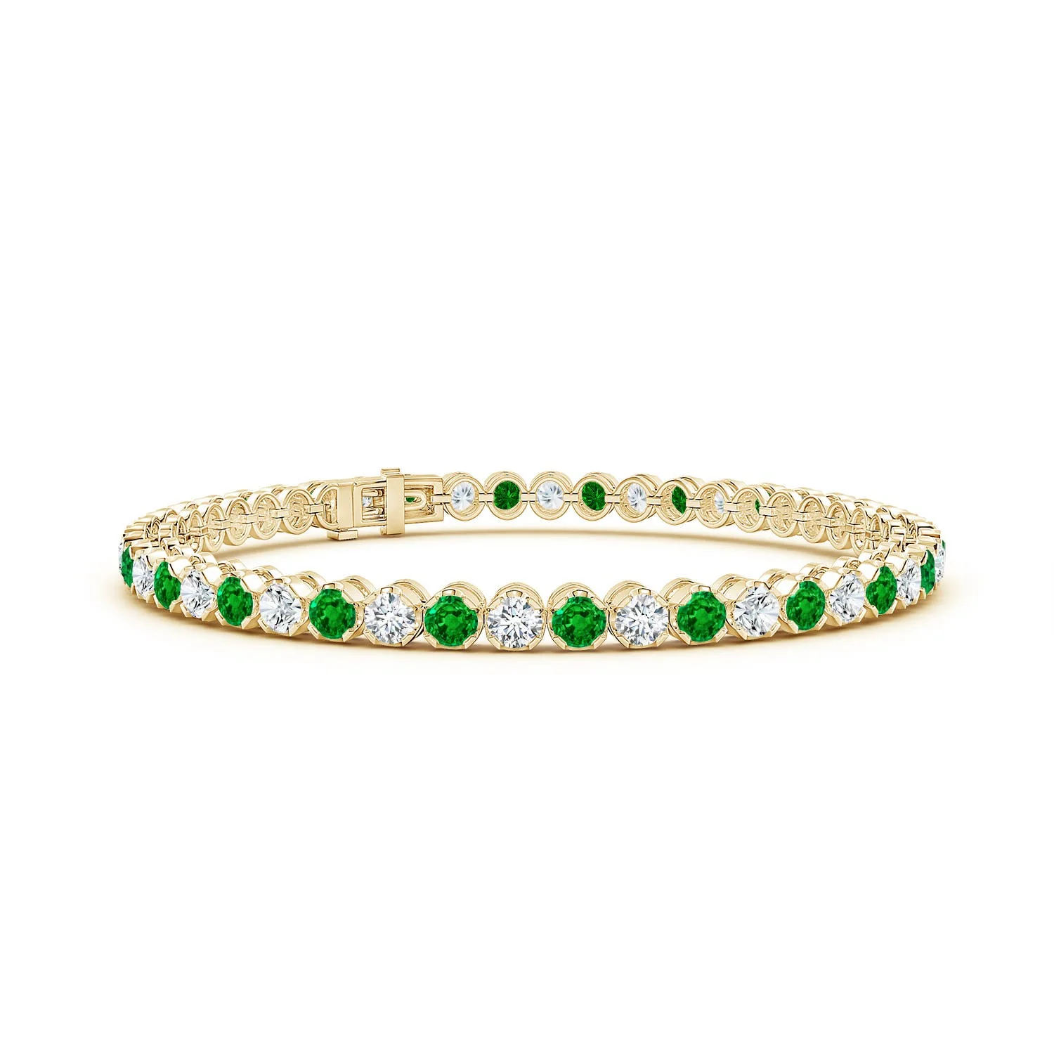 4.81 CTW Emerald and Diamond Tennis Bolo Bracelet in 14K Yellow Gold - Image 8