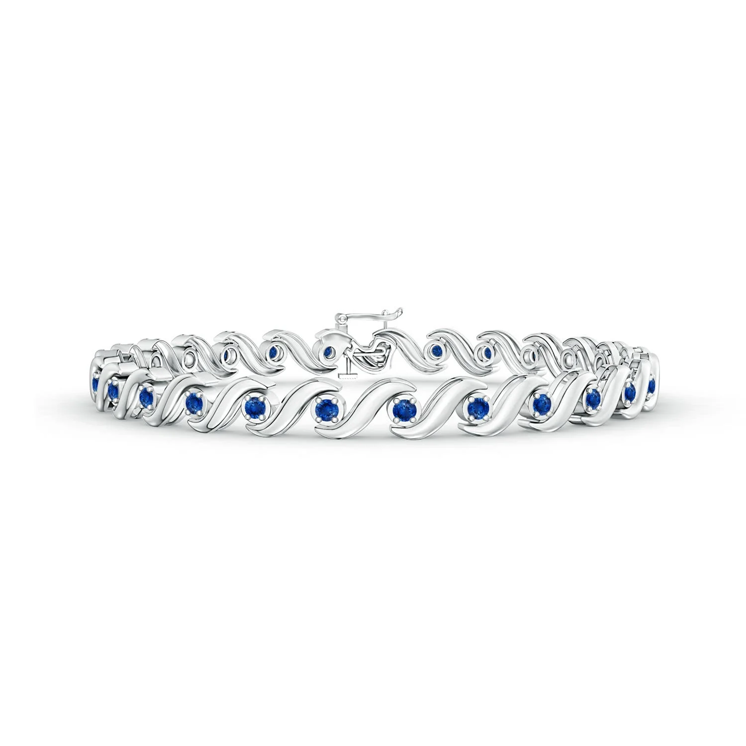 0.9 CTW Pave-Set Sapphire Bar Bolo Bracelet in 14K Yellow Gold - Image 3