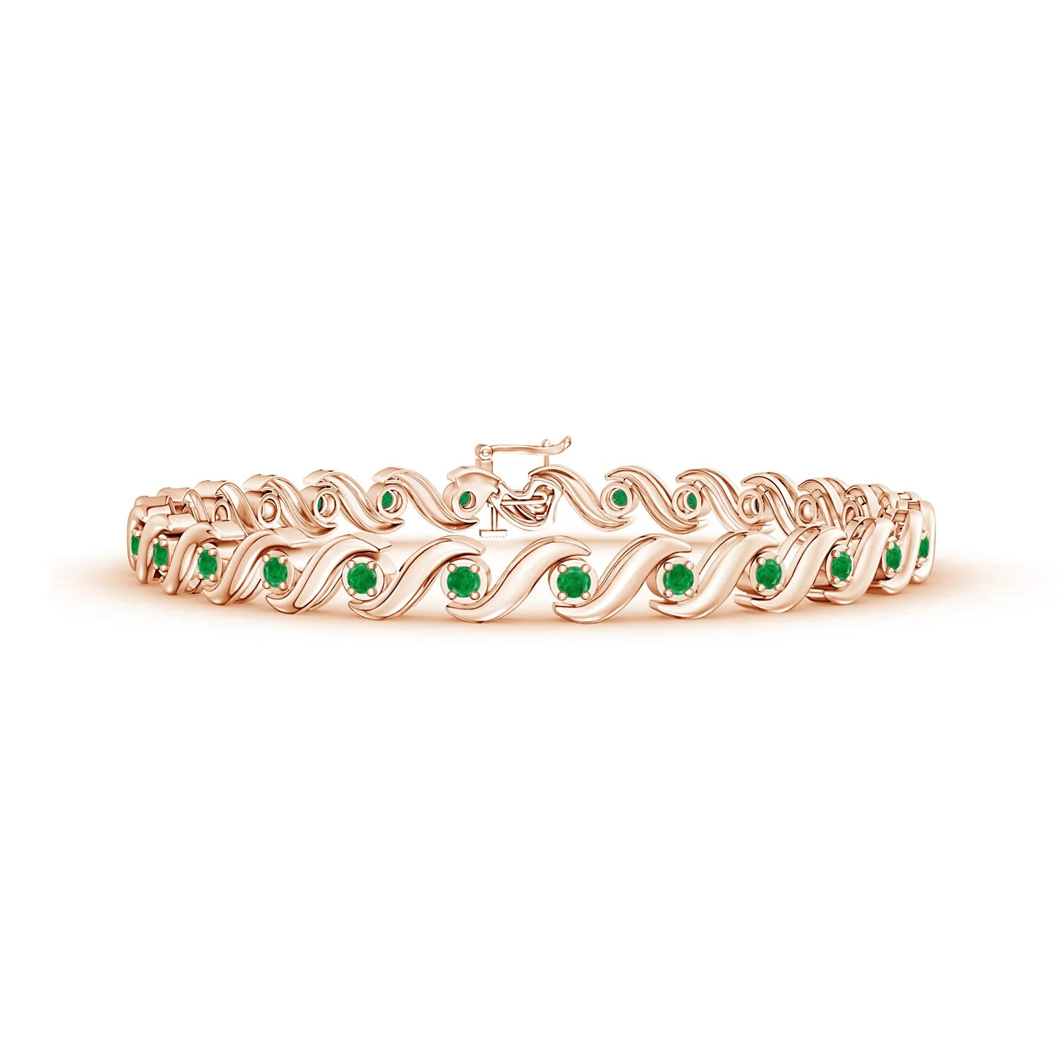 0.38 CTW Bezel-Set Emerald Infinity Bolo Bracelet in 14K Rose Gold - Image 3