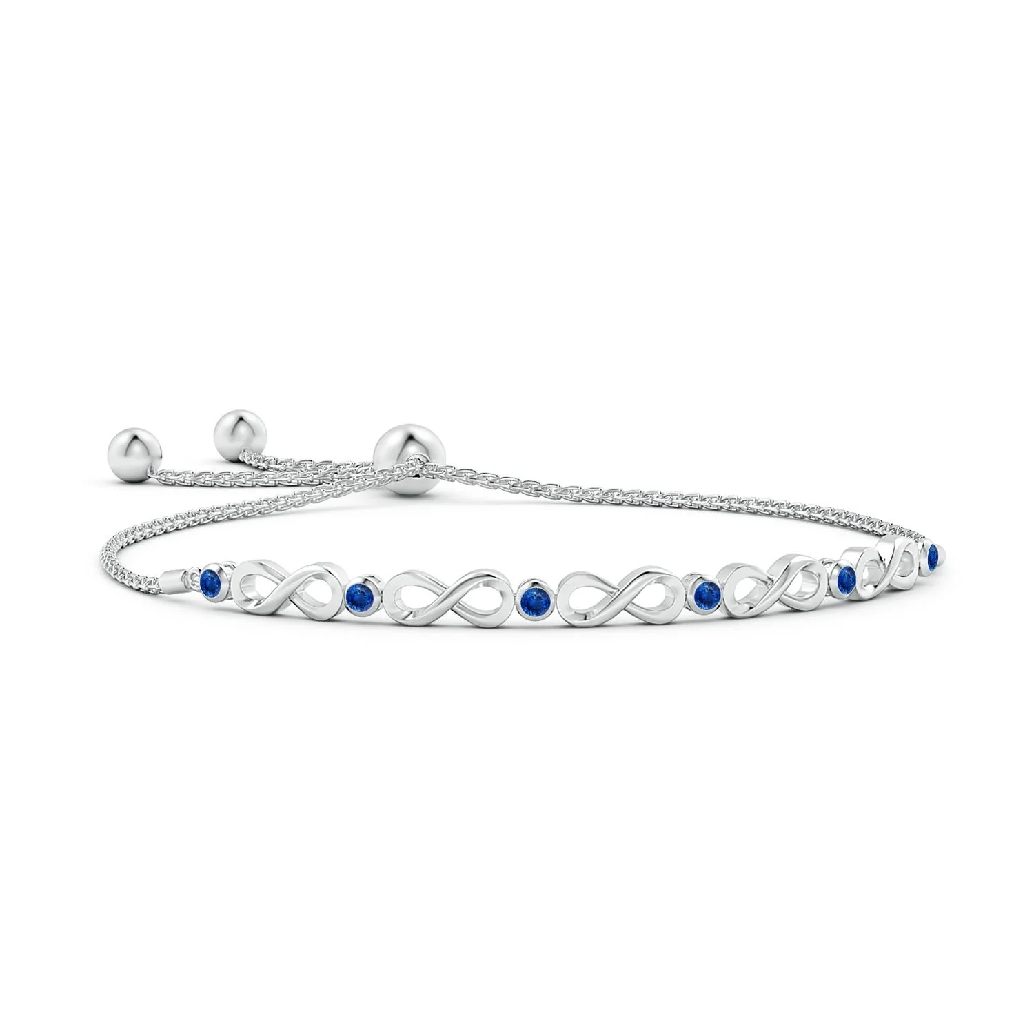 0.38 CTW Bezel-Set Emerald Infinity Bolo Bracelet in 14K White Gold - Image 10
