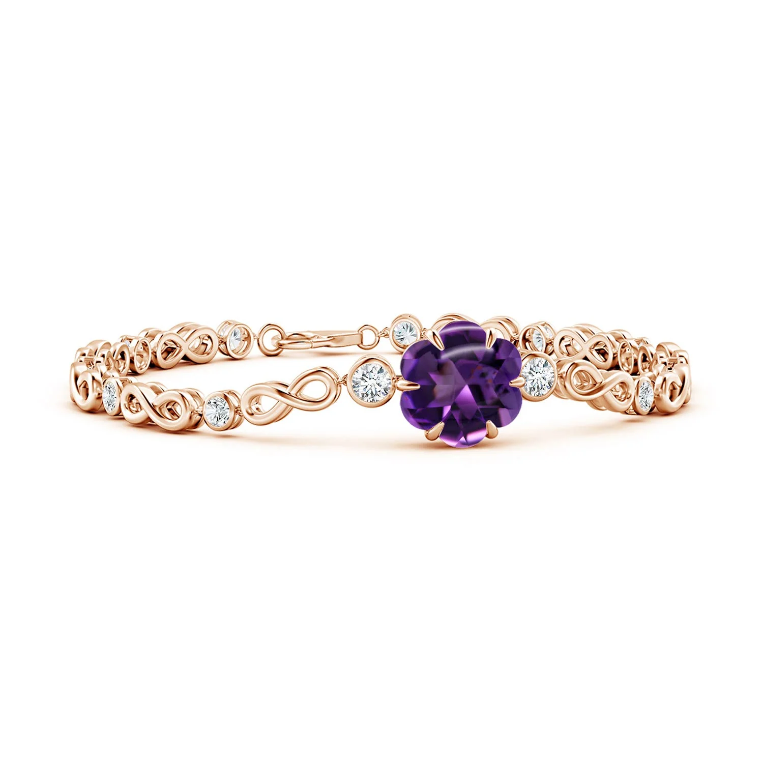3.45 CTW Sapphire and Diamond Infinity Link Bracelet in 18K Yellow Gold - Image 3
