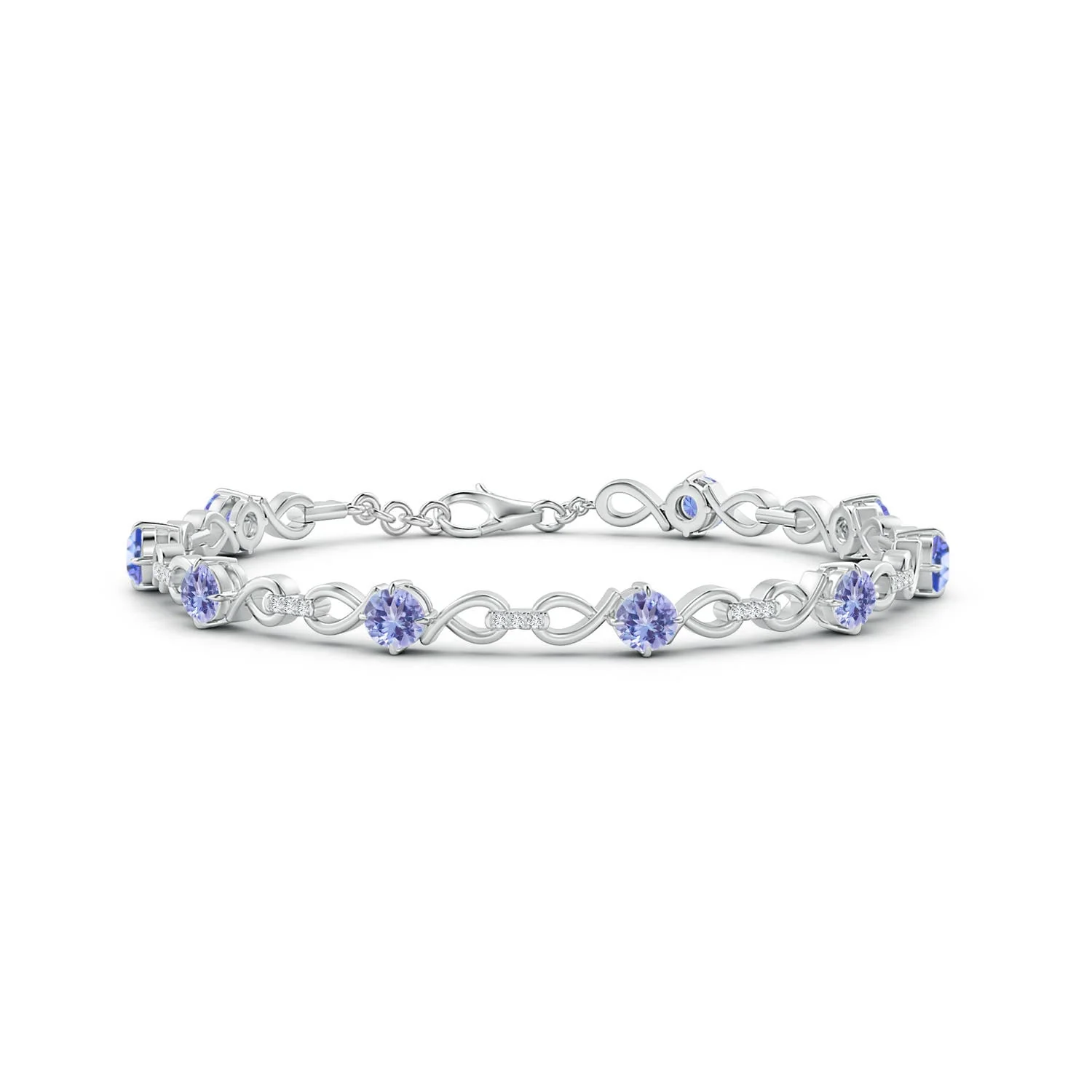 2.65 CTW Tanzanite and Diamond Infinity Link Bracelet in 14K White Gold - Image 7