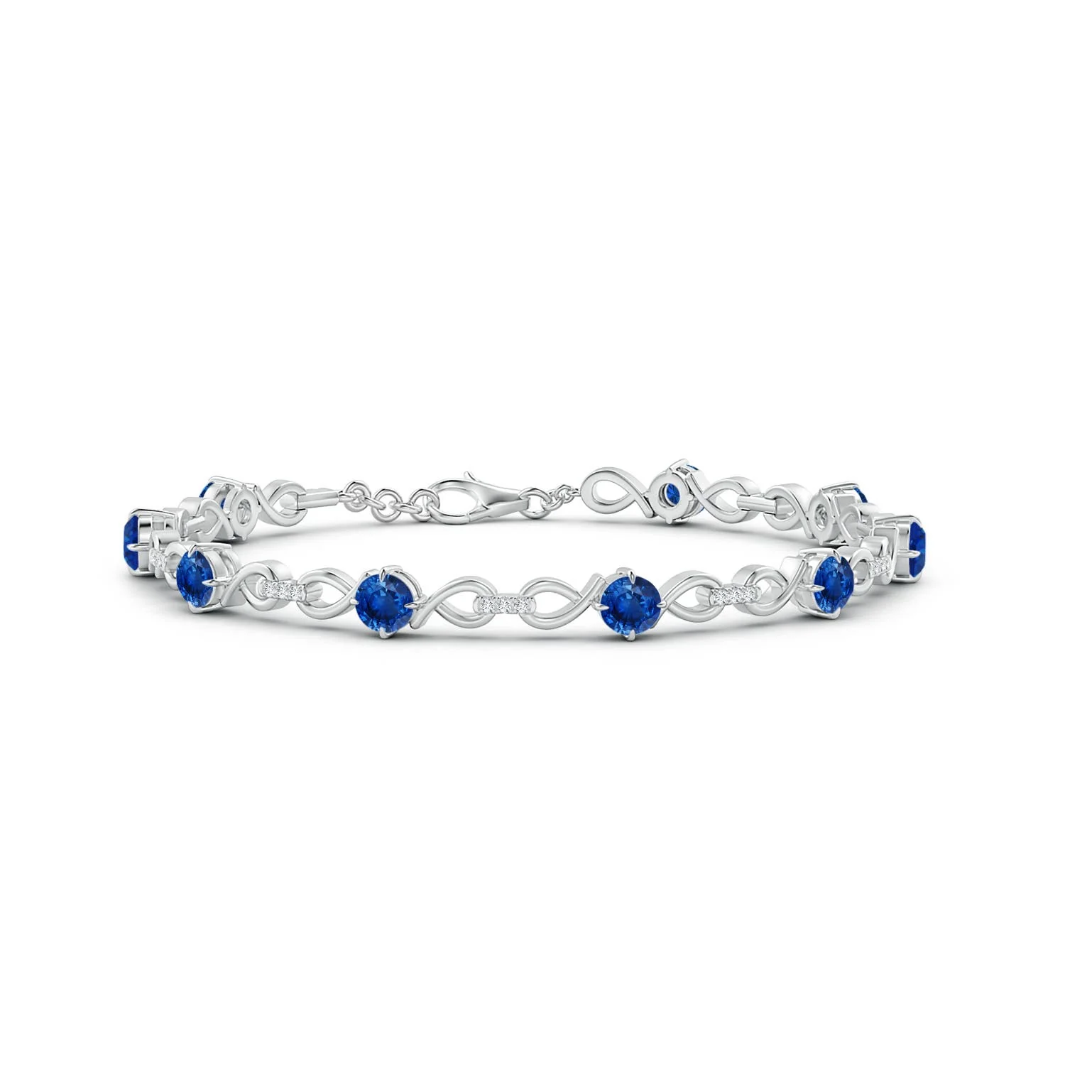 2.65 CTW Tanzanite and Diamond Infinity Link Bracelet in 14K White Gold - Image 9