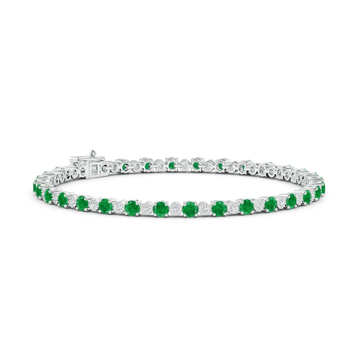 4.8 CTW Pink Sapphire and Illusion Diamond Tennis Bracelet in 14K White Gold - Image 10