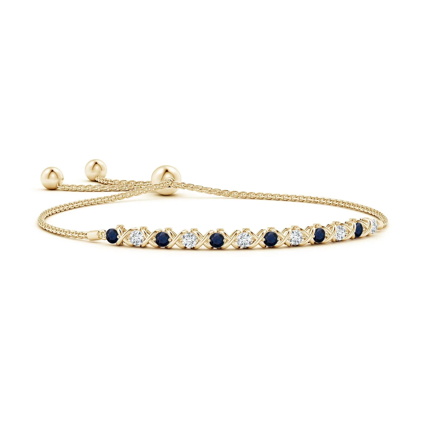 1.8 CTW Bezel-Set Sapphire Station Adjustable Ankle Bracelet in 18K Yellow Gold - Image 8
