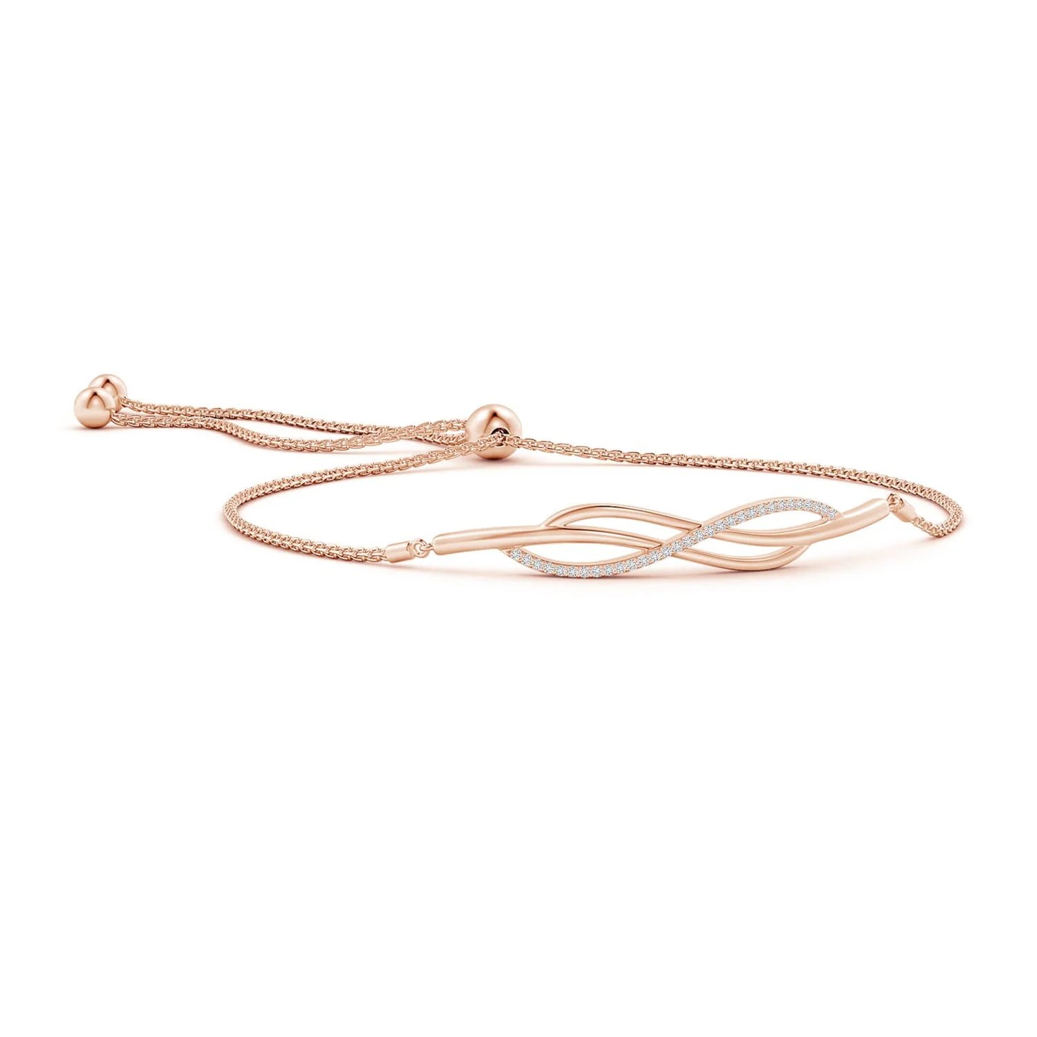 0.37 CTW Prong-Set Diamond Infinity Bolo Bracelet in 14K Rose Gold - Image 2