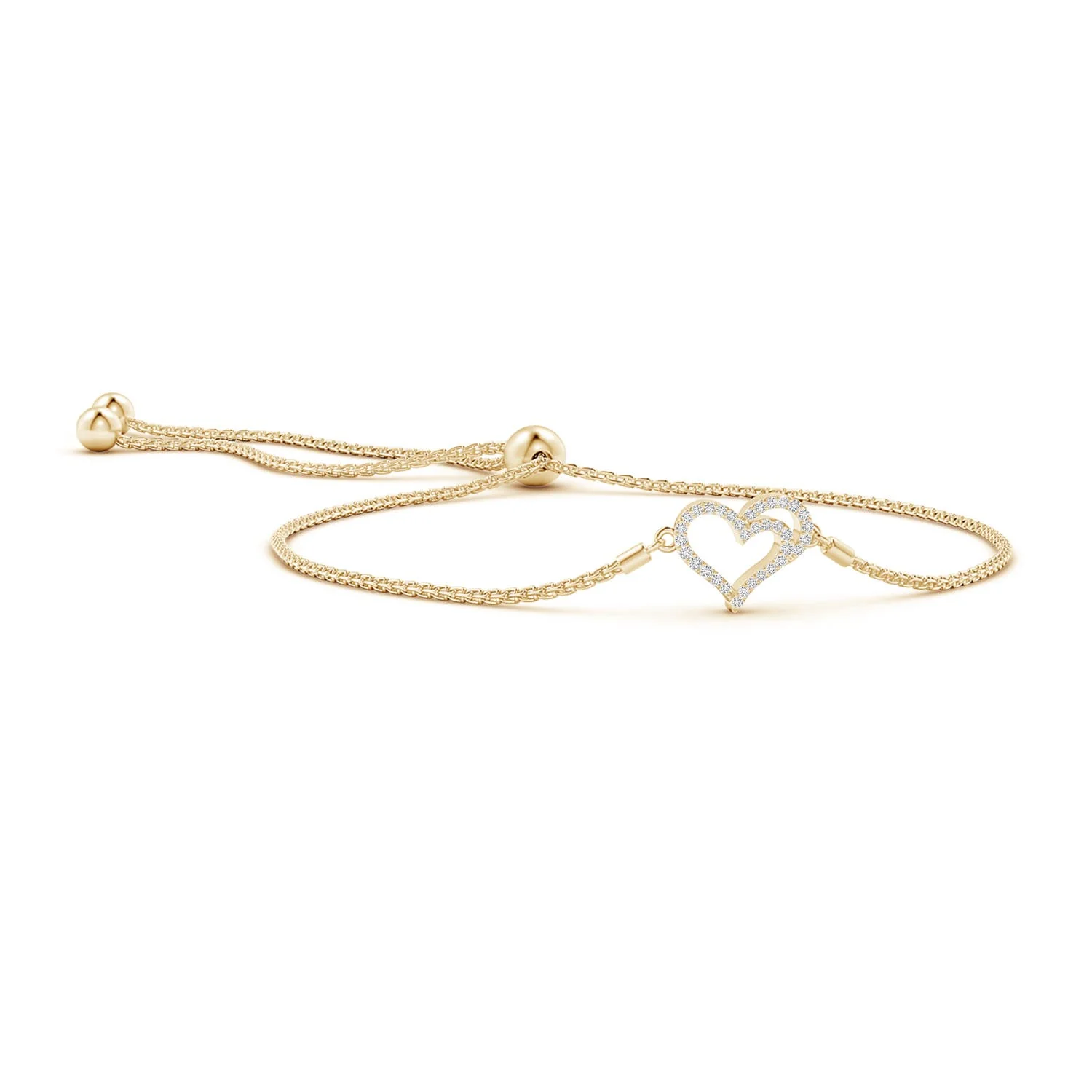 1.2 MM Prong-Set Diamond Heart Bolo Bracelet in 14K Yellow Gold - Image 6