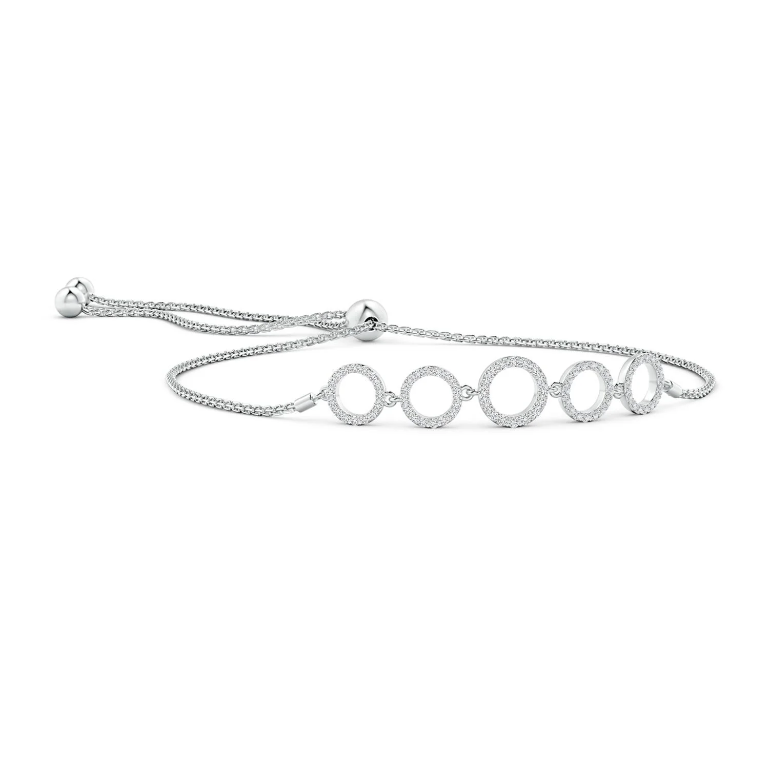 0.37 CTW Diamond Cluster Evil Eye Bolo Bracelet in 14K White Gold - Image 3