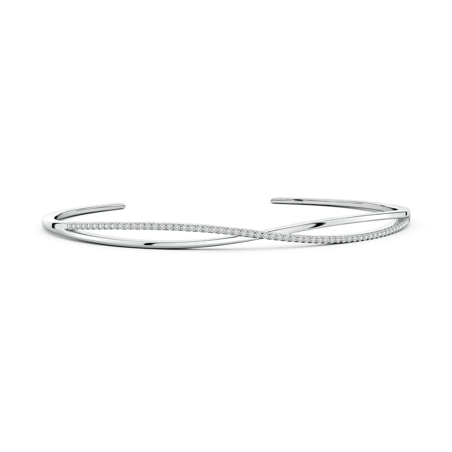 1.26 CTW Prong-Set Round Diamond Zig-Zag Tennis Bracelet in 18K White Gold - Image 2