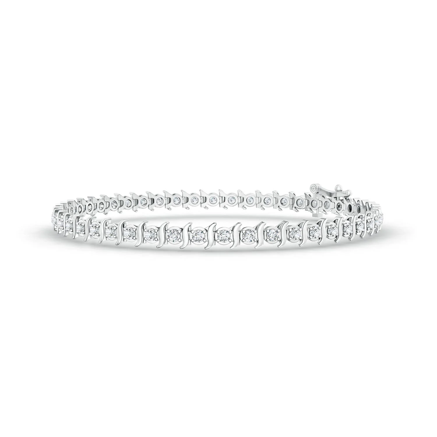Open Hexagon Link Bracelet in 14K White Gold - Image 2