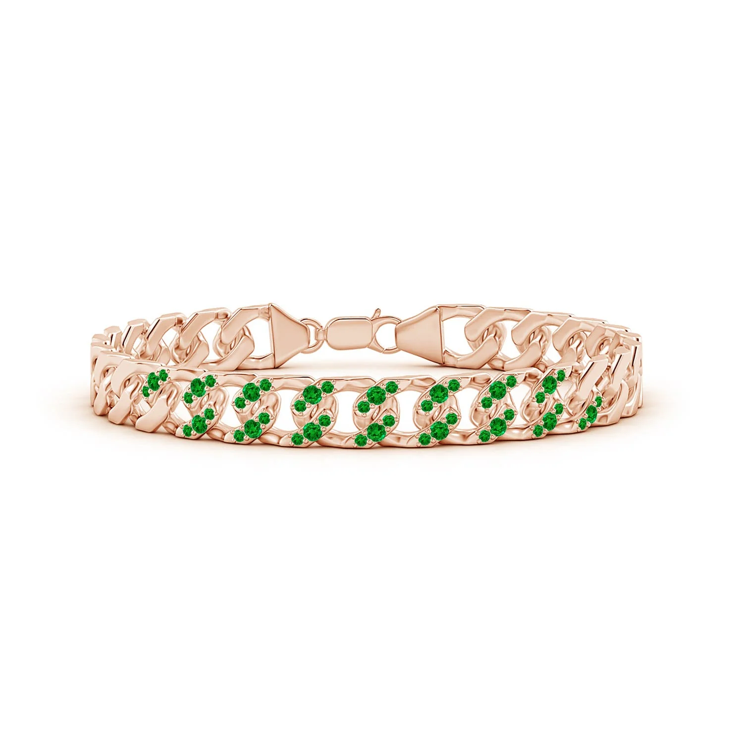 1.58 CTW Graduated Bezel-Set Emerald and Diamond Bolo Bracelet in 14K Rose Gold - Image 4