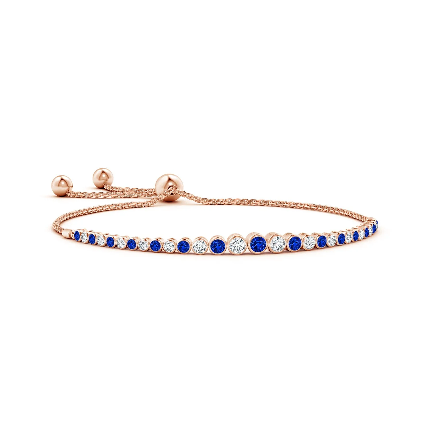 1.58 CTW Graduated Bezel-Set Emerald and Diamond Bolo Bracelet in 14K Rose Gold - Image 9