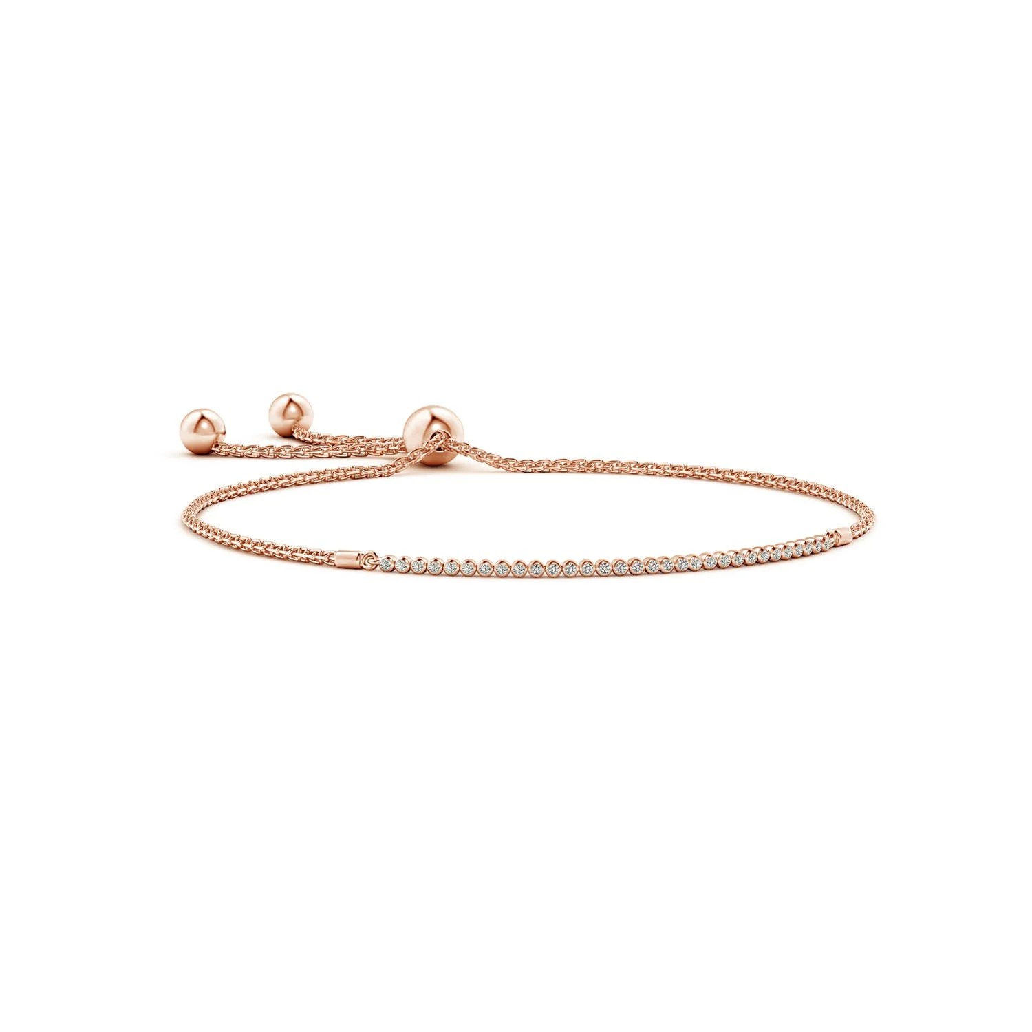 0.25 CTW Bezel-Set Diamond Tennis Bolo Bracelet in 14K Rose Gold - Image 4