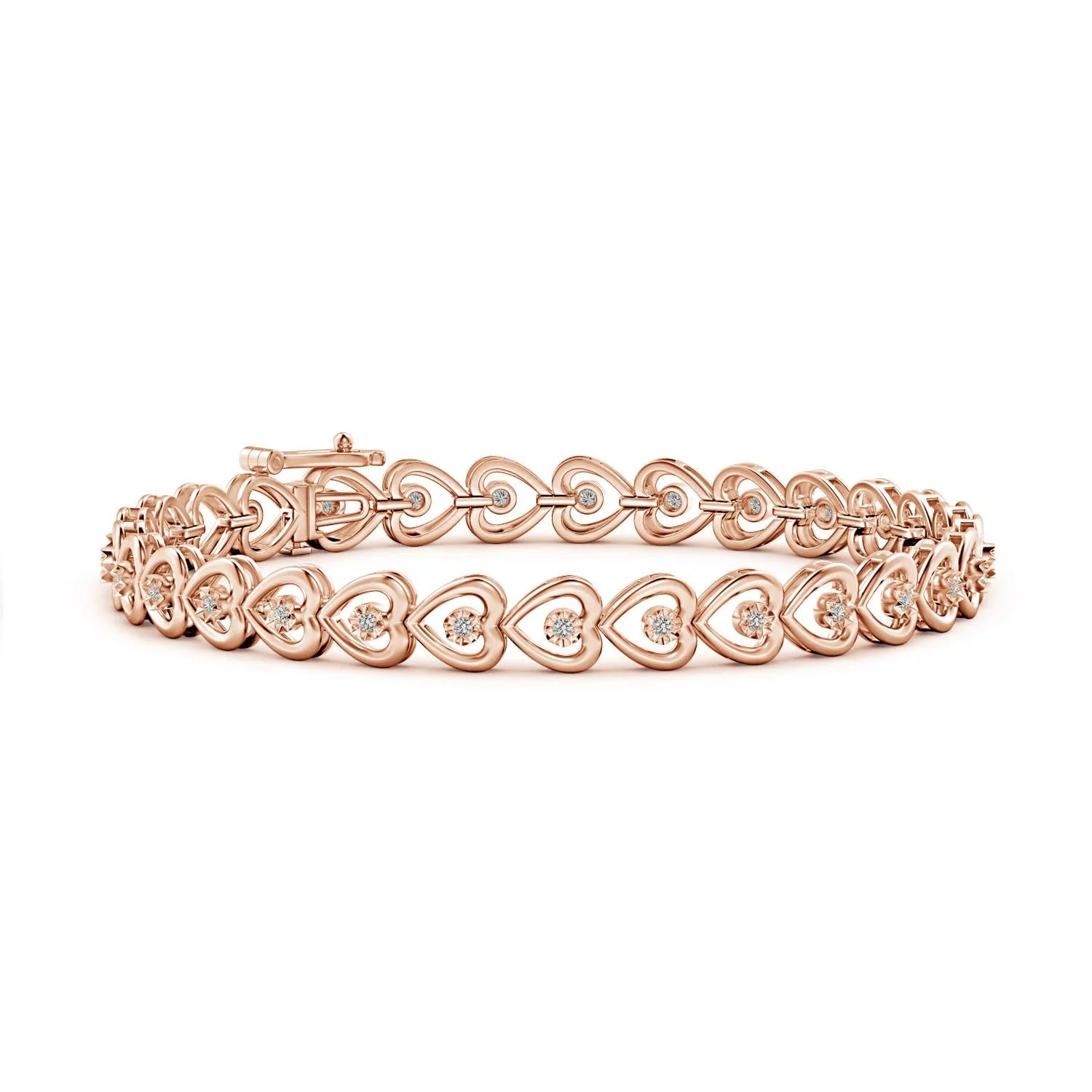 0.25 CTW Bezel-Set Diamond Tennis Bolo Bracelet in 14K Rose Gold - Image 9