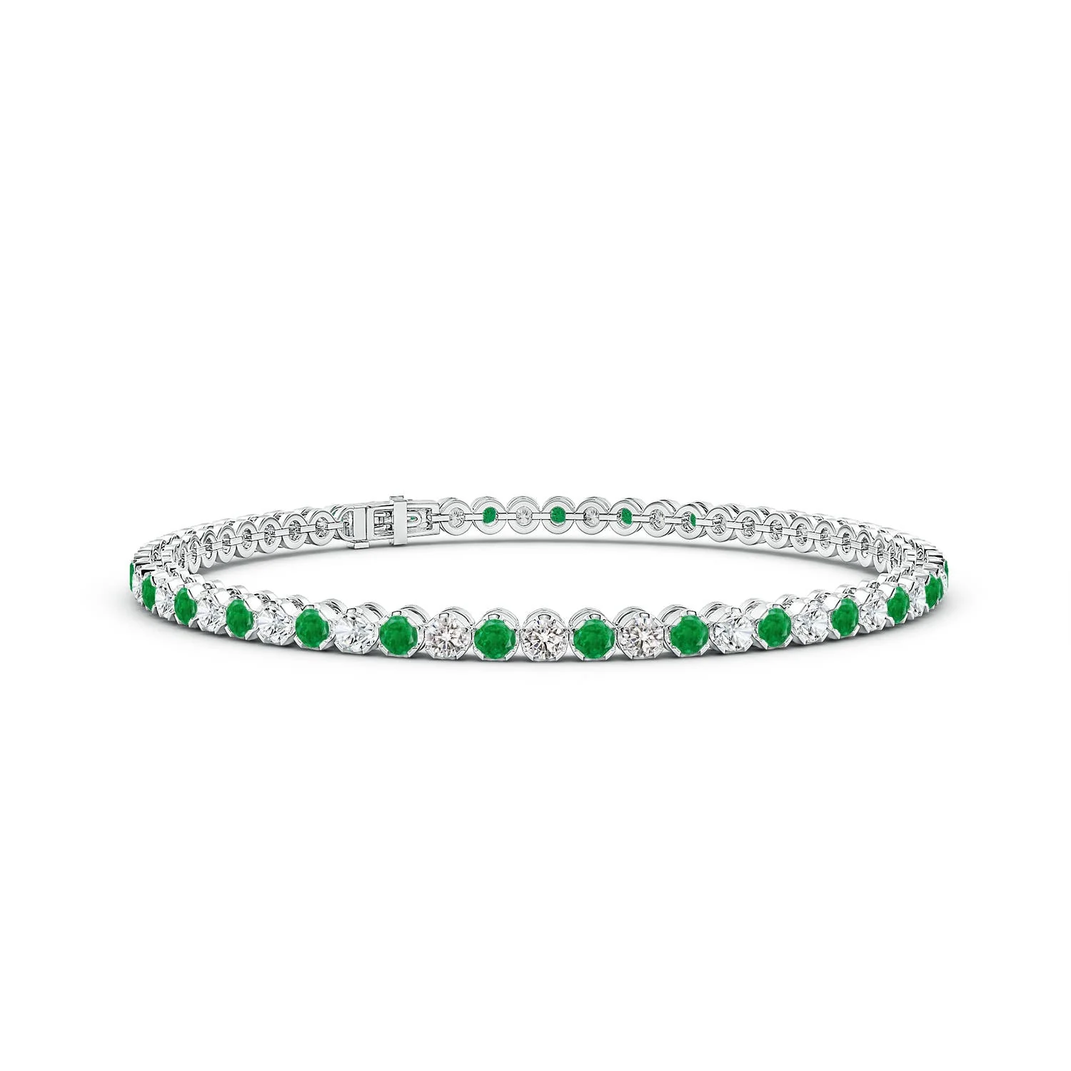 1.22 CTW Emerald Curb Chain Link Bracelet in 18K White Gold - Image 7