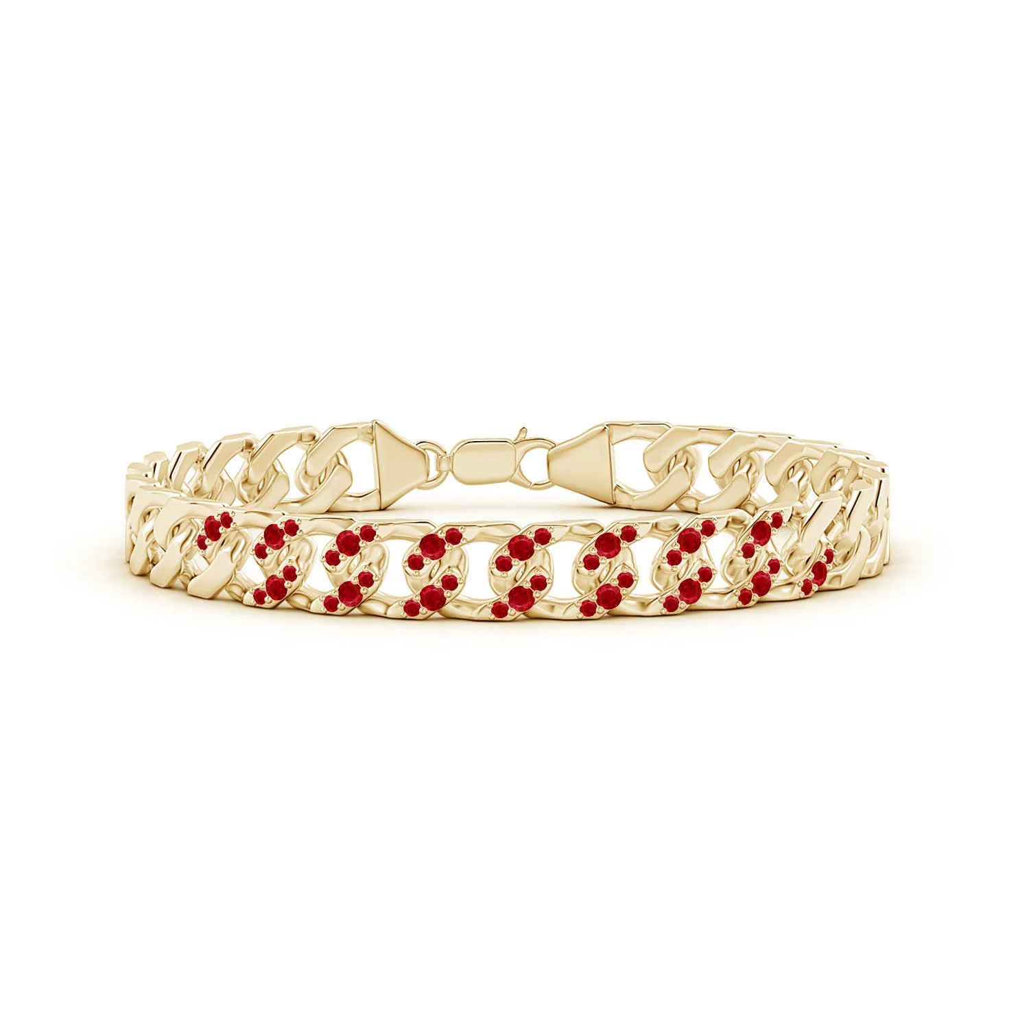 1.36 CTW Ruby Curb Chain Link Bracelet in 14K White Gold - Image 6