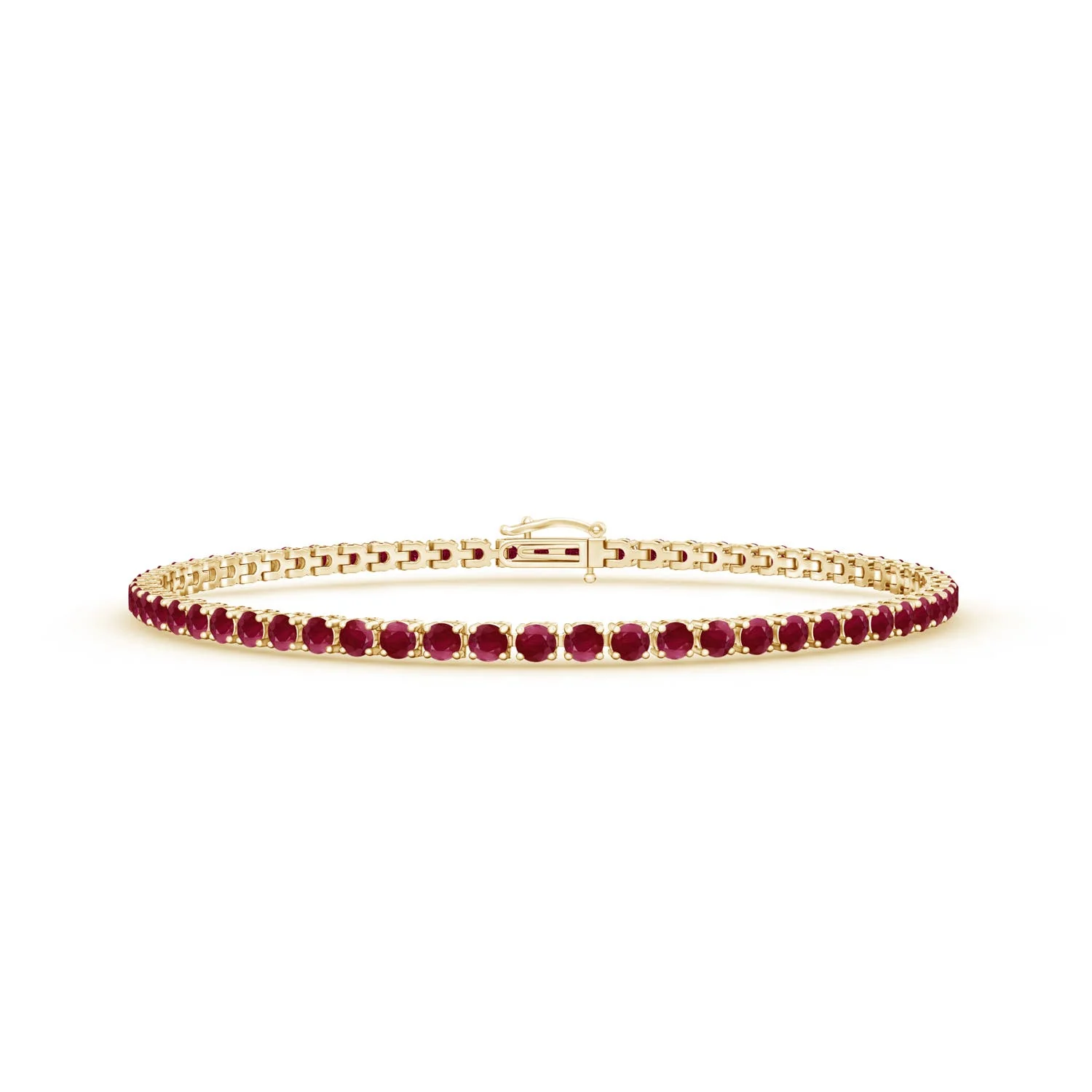 2.72 CTW Classic Round Ruby and Diamond Tennis Bracelet in 14K Yellow Gold - Image 8