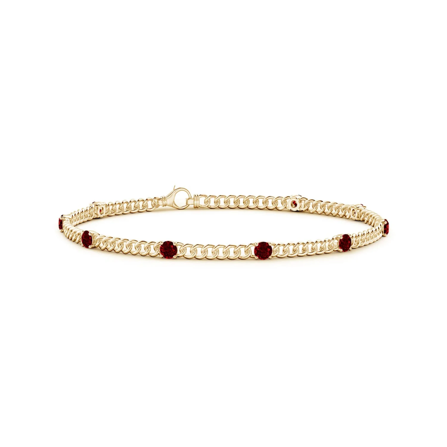 0.94 CTW Dispersed Ruby and Diamond Cancer Circle Bracelet in 14K Yellow Gold - Image 9