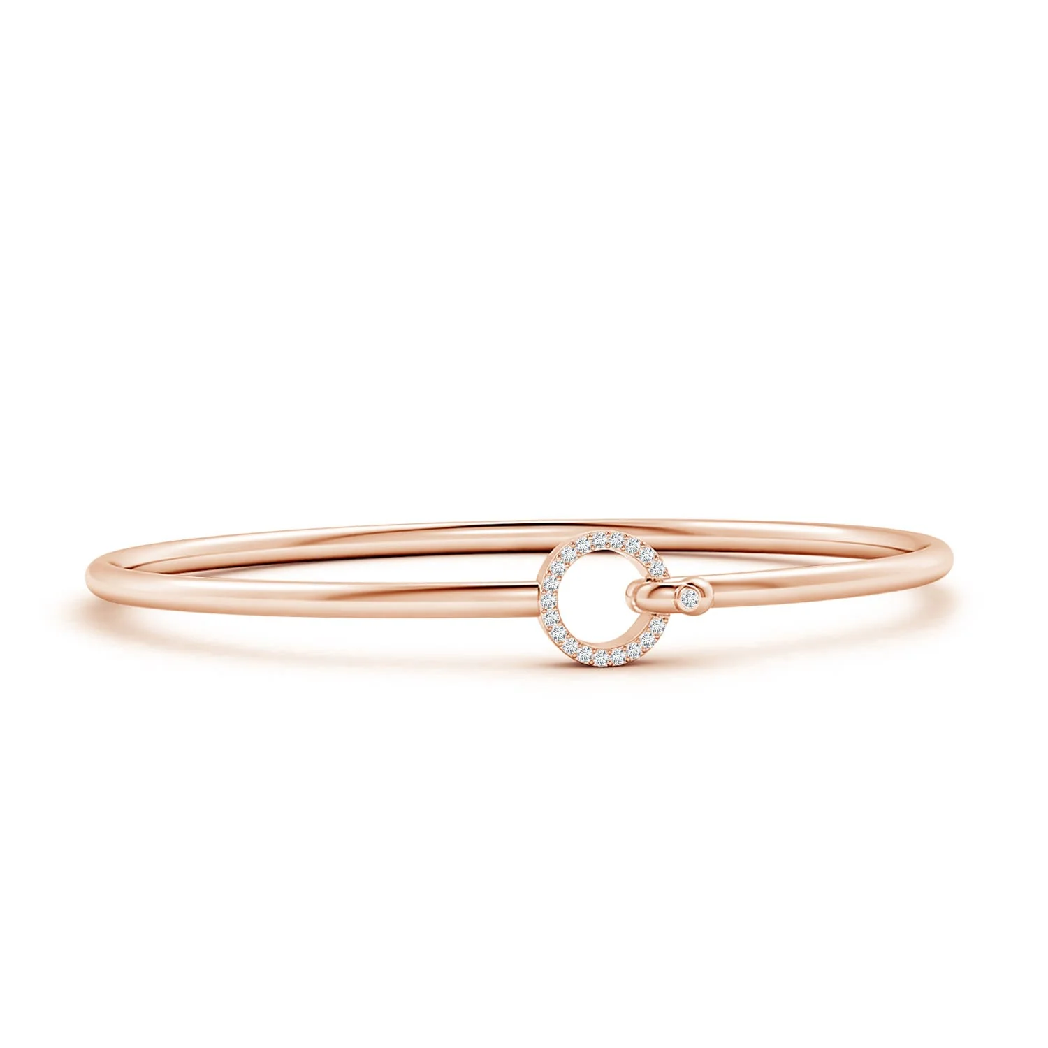 1.3 MM Diamond Open Circle Hook & Eye Flex Bracelet in 14K Rose Gold - Image 5