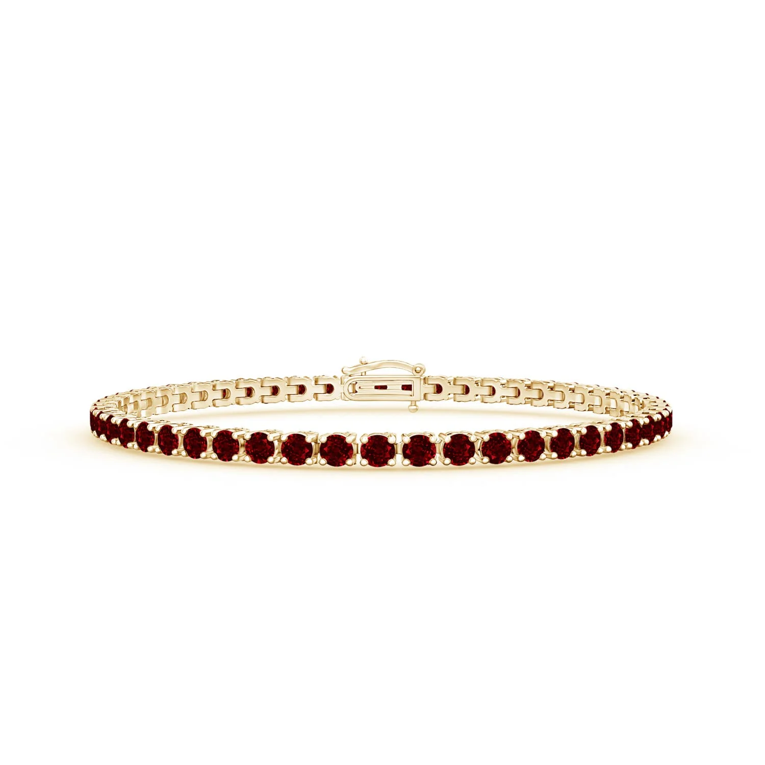 4.5 CTW Alternating Round Ruby and Diamond Tennis Bracelet in 18K Yellow Gold - Image 4