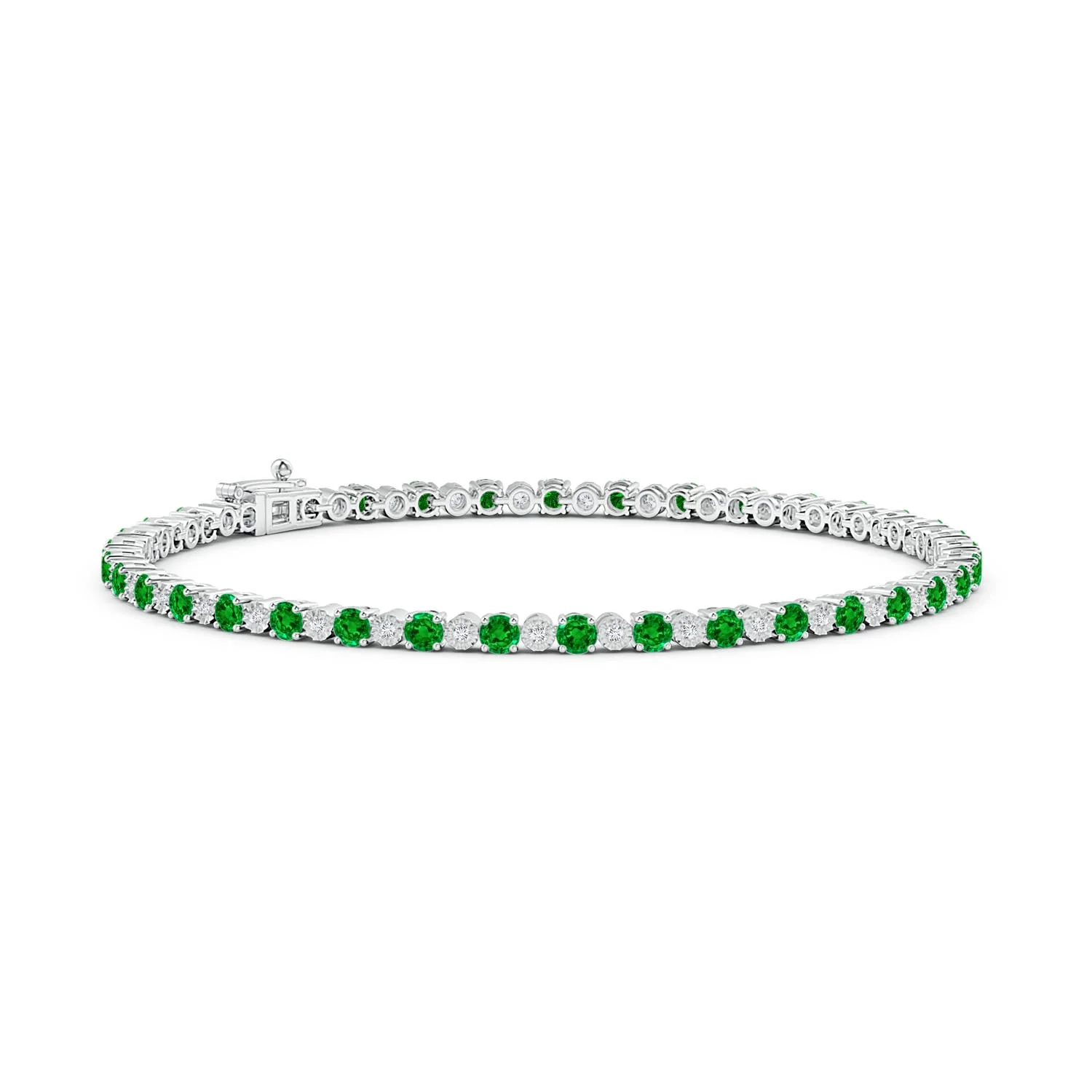 2.83 CTW Multi-Shape Emerald Station Bracelet in 18K White Gold - Image 3