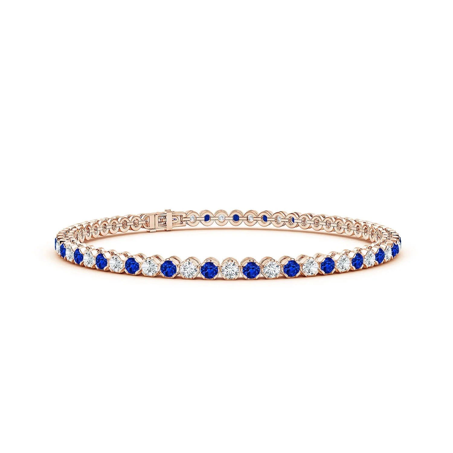 3.83 CTW Multi-Shape Blue Sapphire Station Bracelet in 18K Rose Gold - Image 3