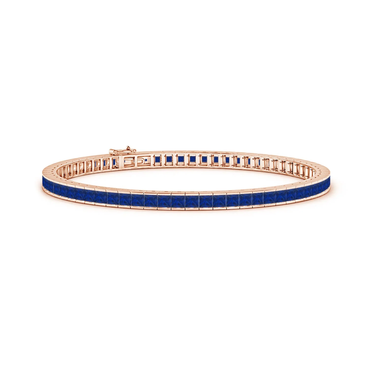3.83 CTW Multi-Shape Blue Sapphire Station Bracelet in 18K Rose Gold - Image 4