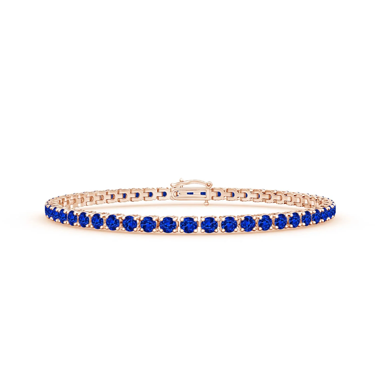 3.83 CTW Multi-Shape Blue Sapphire Station Bracelet in 18K Rose Gold - Image 6