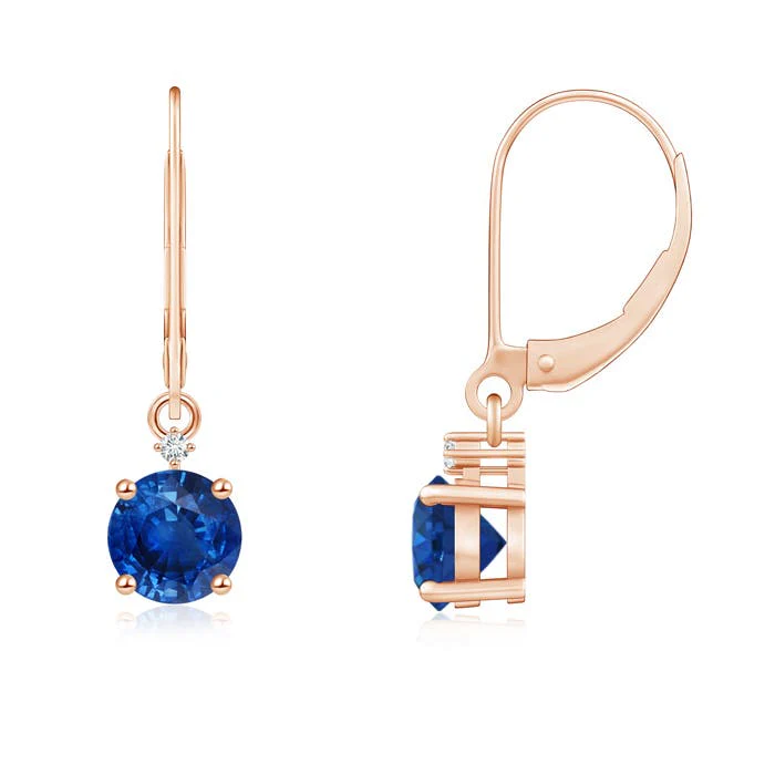 2.89 CTW Prong-Set Round Ruby Leverback Dangle Earrings with Diamond in 14K Yellow Gold - Image 9