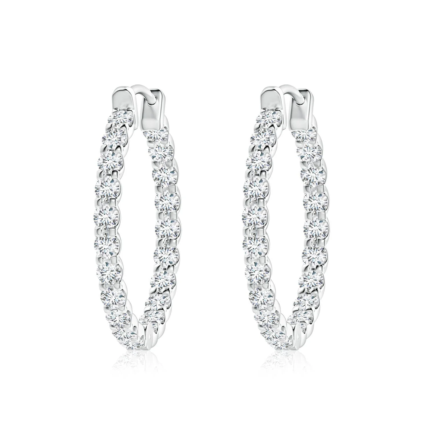 1.5 CTW Prong-Set Princess-Cut Diamond Solitaire Stud Earrings in 14K White Gold - Image 4