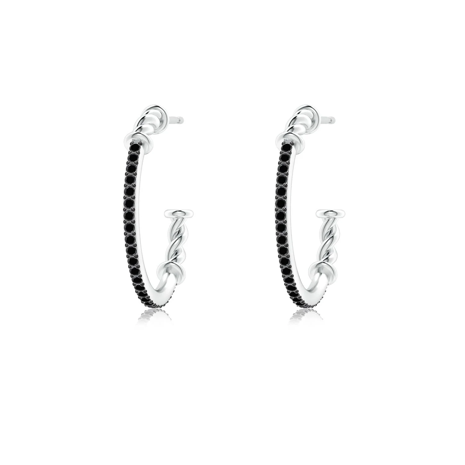 1.24 CTW Princess-Cut Enhanced Black Diamond Three Stone Earrings in 14K White Gold - Image 6