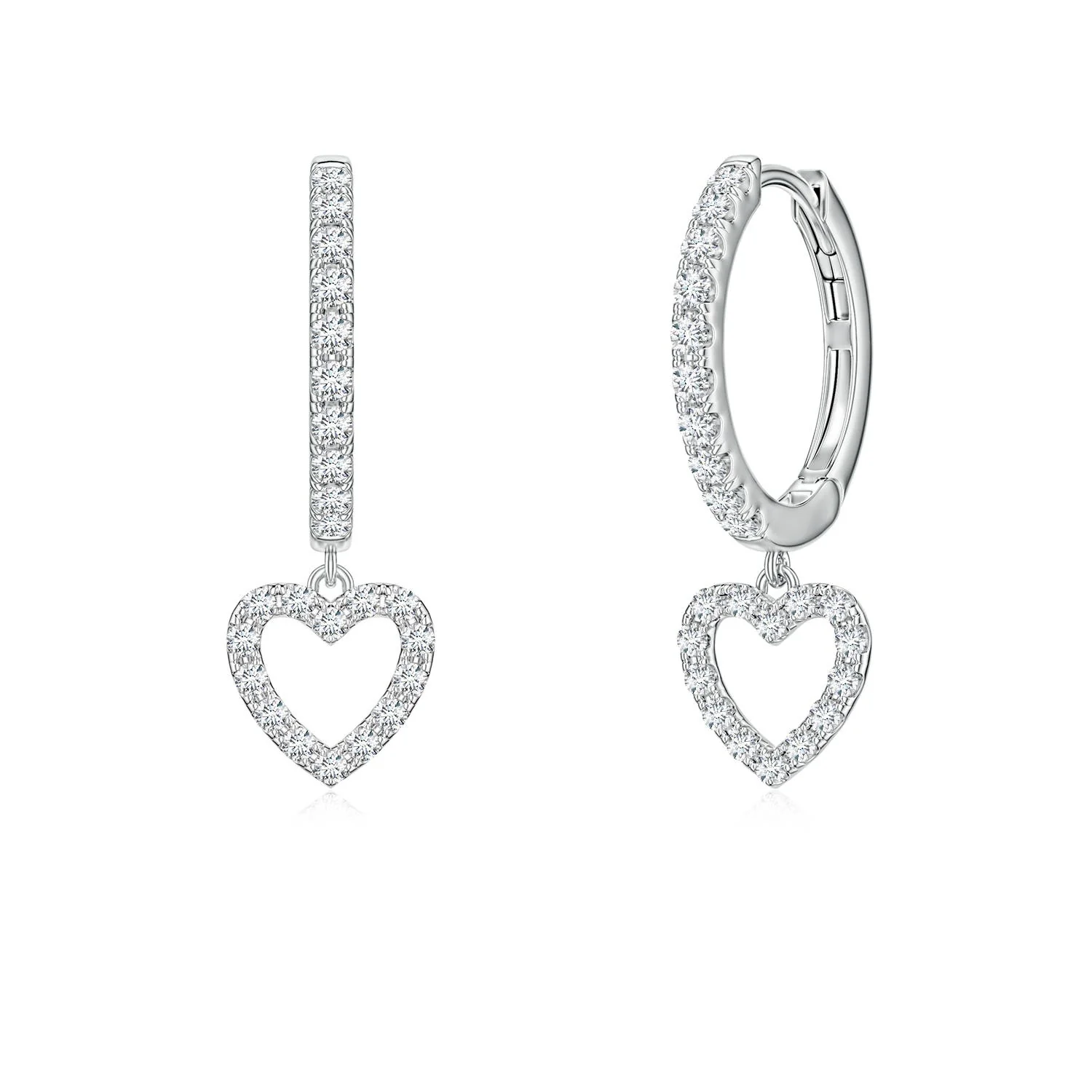 0.51 CTW Diamond Three Stone Hoop Earrings in Platinum - Image 2