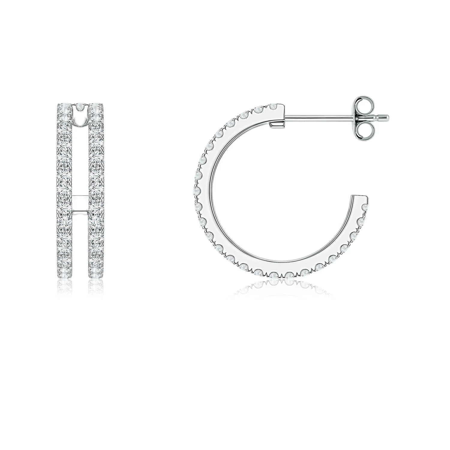 0.51 CTW Diamond Three Stone Hoop Earrings in Platinum - Image 6